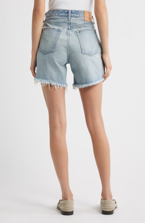 Moussy Vintage Nolita Frayed High Waist Mid Thigh Denim Shorts