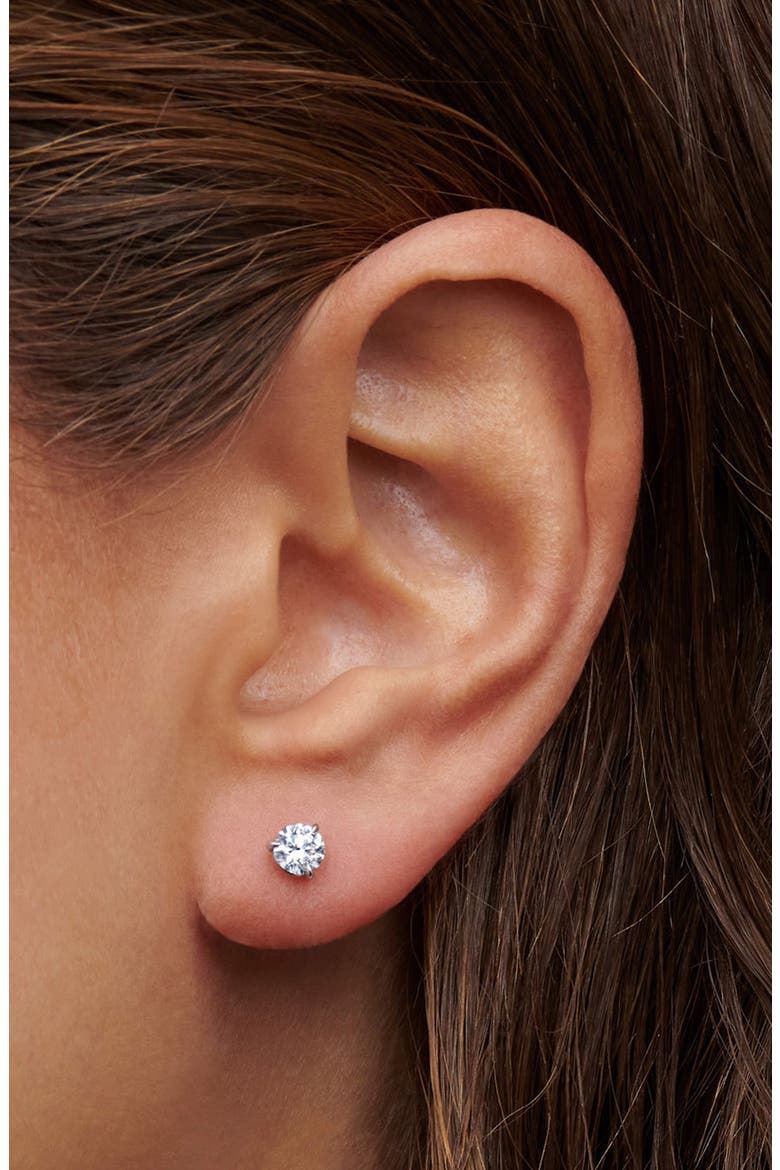 Round Brilliant Cut Diamond & Platinum Stud Earrings - 0.70ct., Alternate, color, PLATINUM