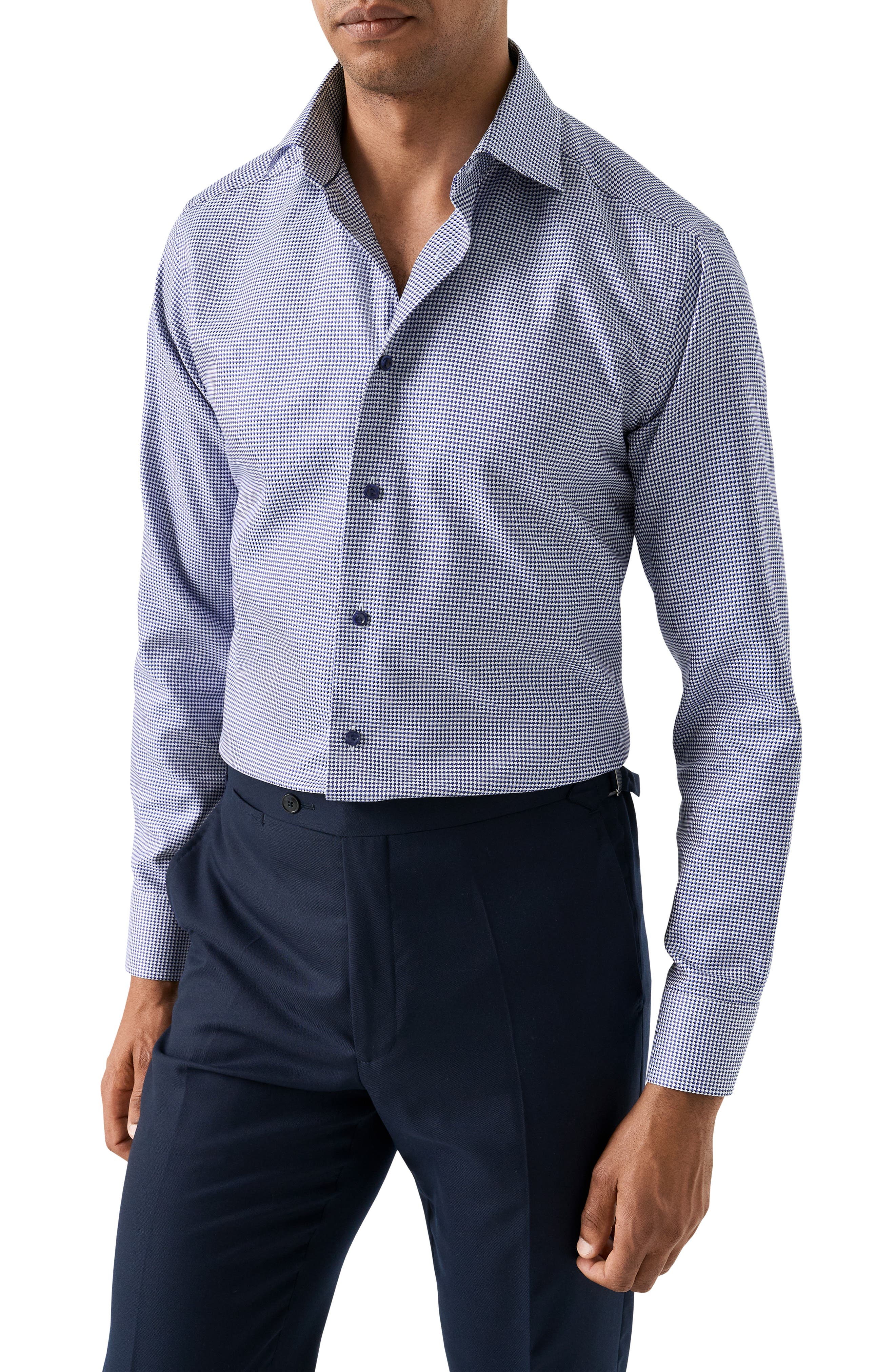 Eton Slim Fit Houndstooth King Twill Dress Shirt