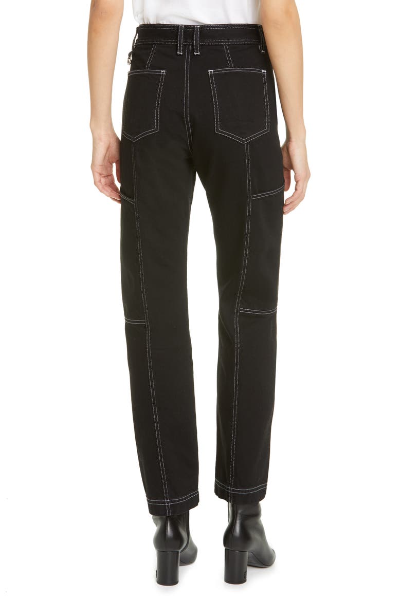 Paneled Straight Leg Jeans, Alternate, color, NIGHT HOUR W WHITE STCH