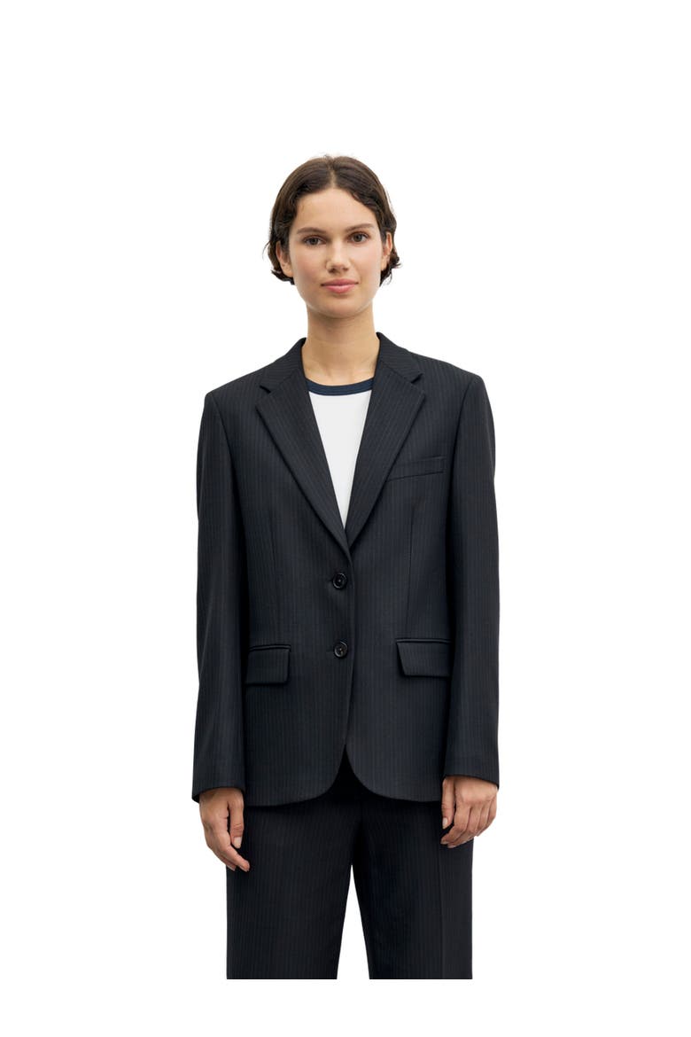 Justi Pinstripe Suit Blazer, Main, color, Black