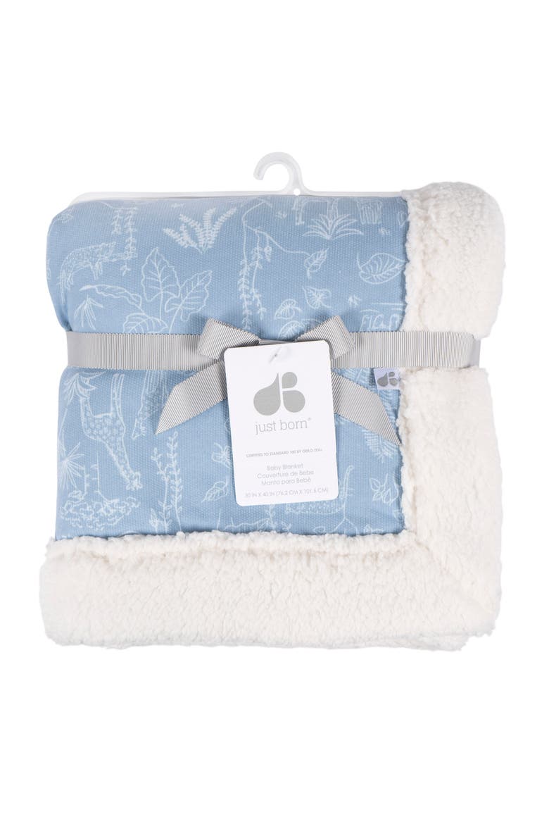 Nature Plush Blanket with Fleece Trim, Alternate, color, Blue Nature