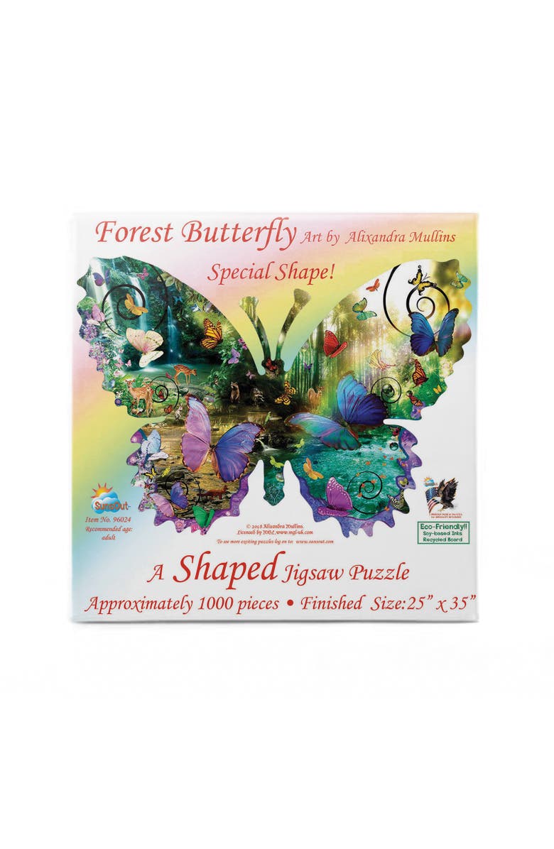 Sunsout Forest Butterfly 1000 piece Jigsaw Puzzle for Adults Special Shape, Alternate, color, 