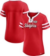 FANATICS Women's Fanatics Red Wisconsin Badgers Iconic Athena Lace-Up T-Shirt