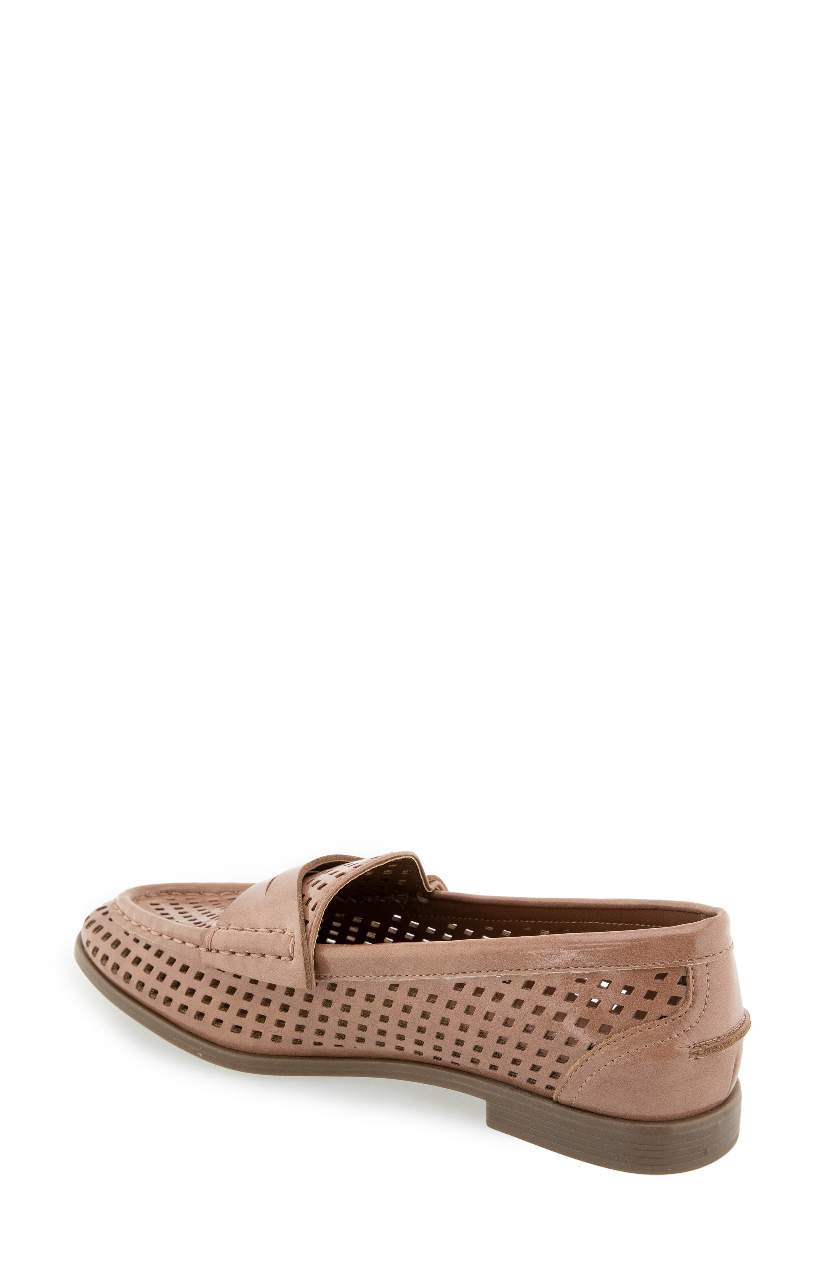 Zoila Perforated Loafer, Alternate, color, MACAROON CRINKLE