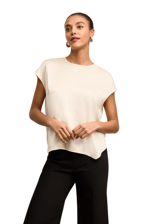 M.m.lafleur Didion Washable Silk Charmeuse Top In Neutral