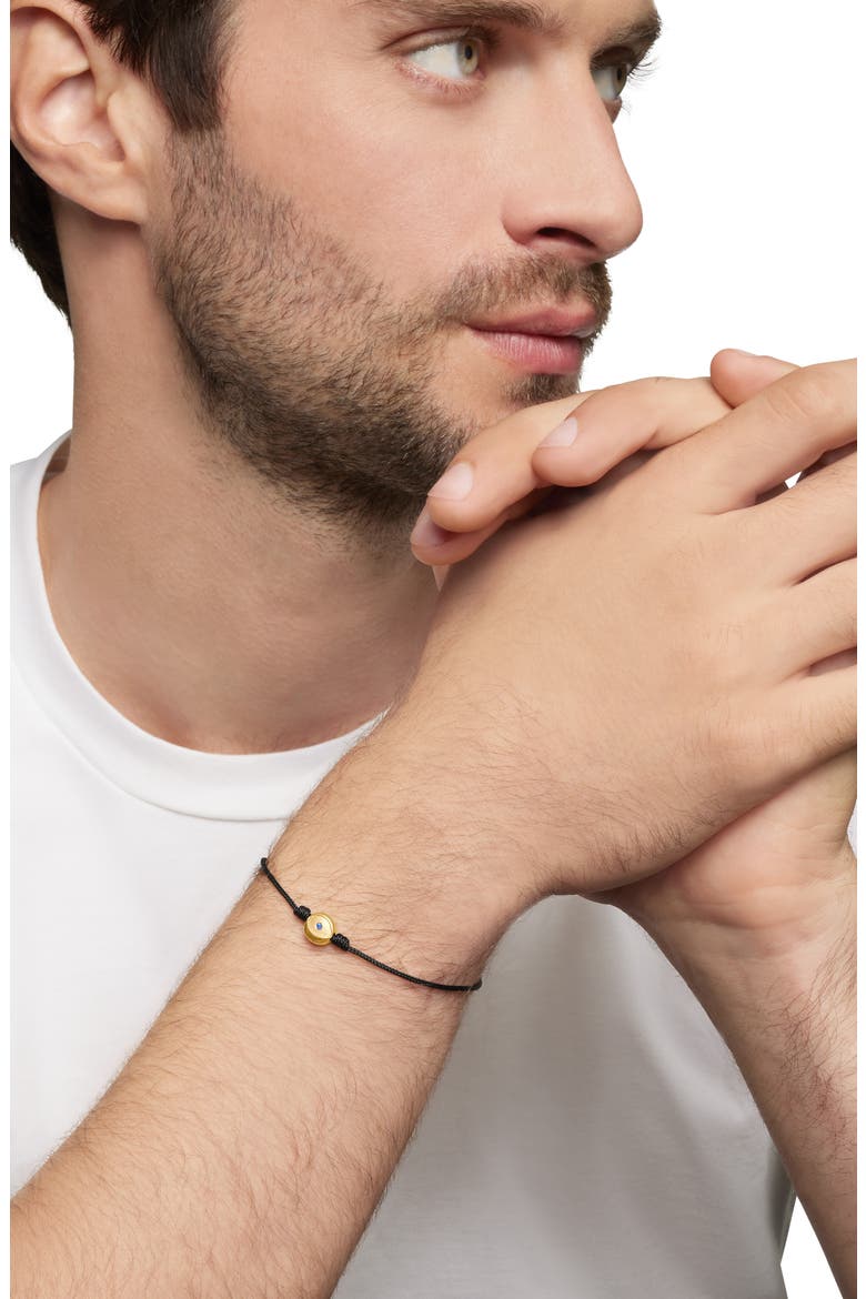 Men's Evil Eye Cord Bracelet with 18K Gold & Sapphire, Alternate, color, BLACK / GOLD / SAPPHIRE