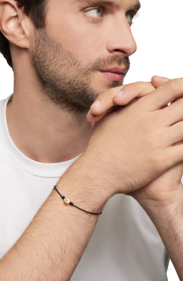 David Yurman Men's Evil Eye Cord Bracelet with 18K Gold & Sapphire, Alternate, color, Black / Gold / Sapphire