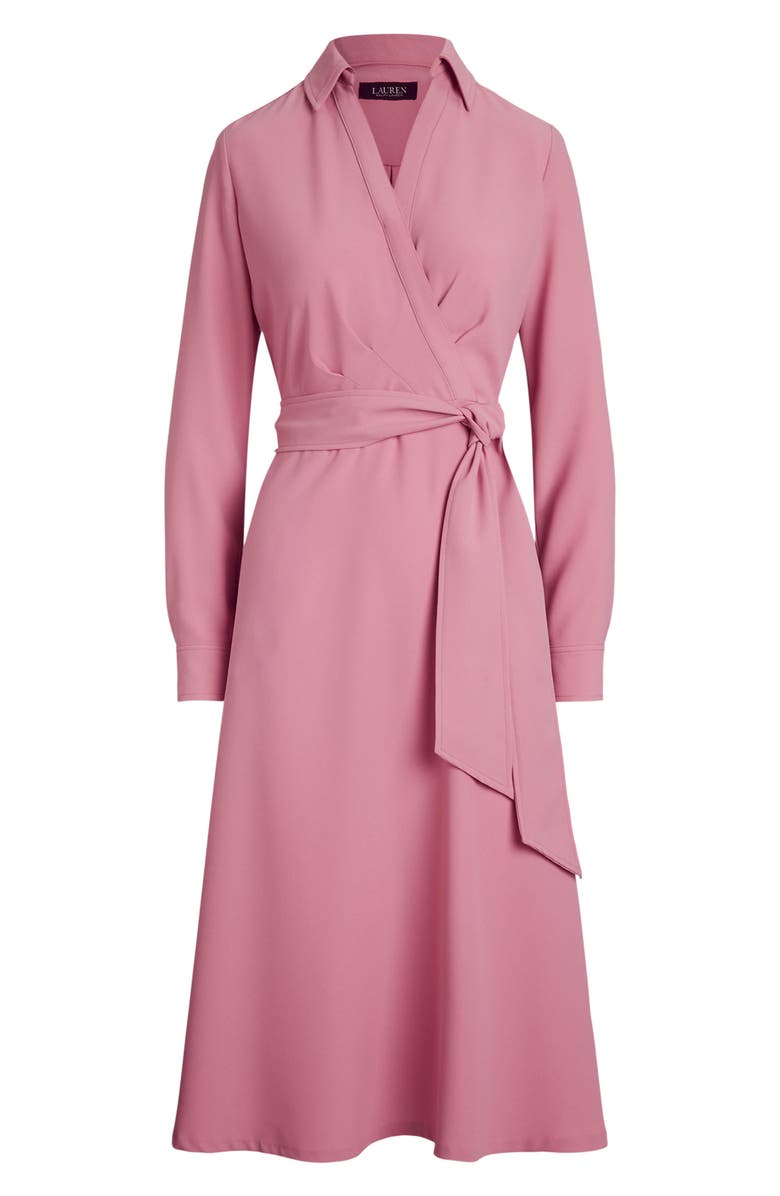 Lauren Ralph Lauren Surplice Long Sleeve Georgette Midi Shirtdress, Alternate, color, 