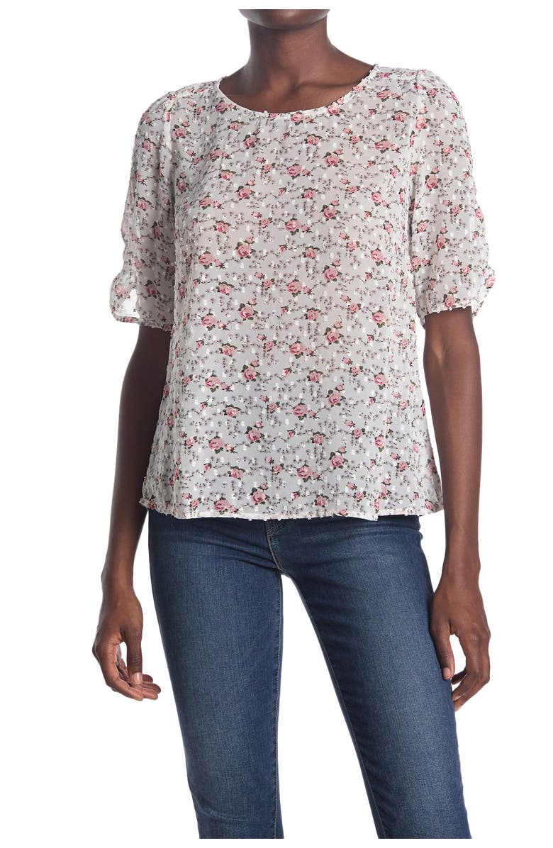 Éclair Floral Shirred Puff Sleeve Top, Main, color,