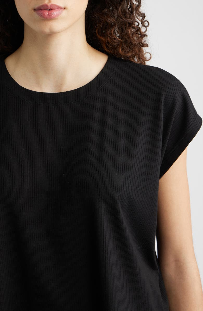 Eileen Fisher Crewneck Rib Top, Alternate, color, Black