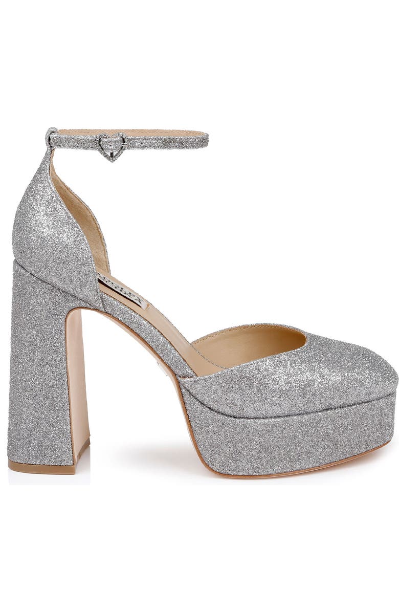 Badgley Mischka Collection Jayda Ankle Strap Platform Pump, Alternate, color, Silver Antique