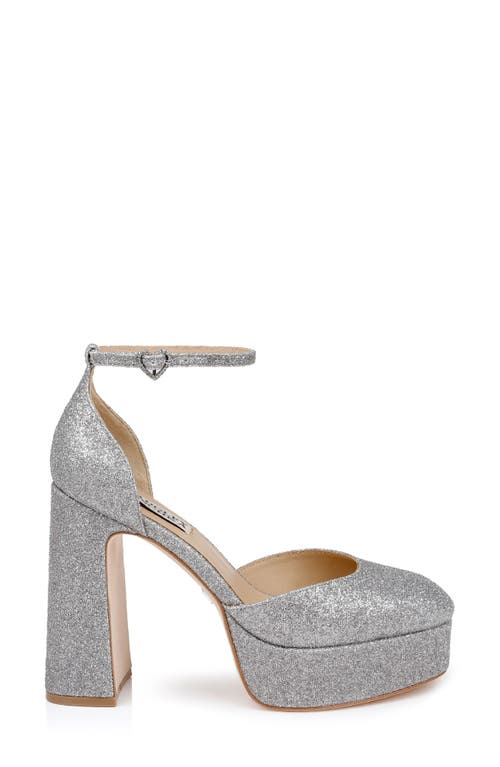 Badgley Mischka Collection Jayda Ankle Strap Platform Pump In Silver Antique