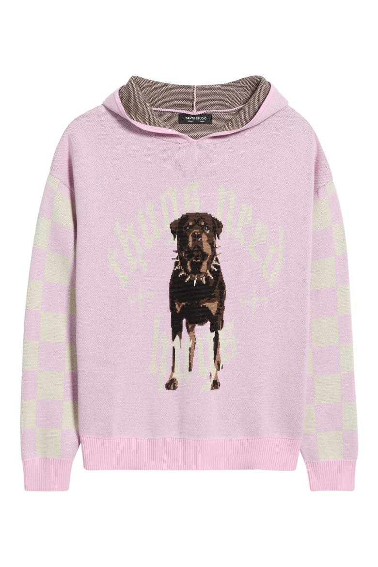 Graphic Cotton Knit Hoodie, Alternate, color, PINK