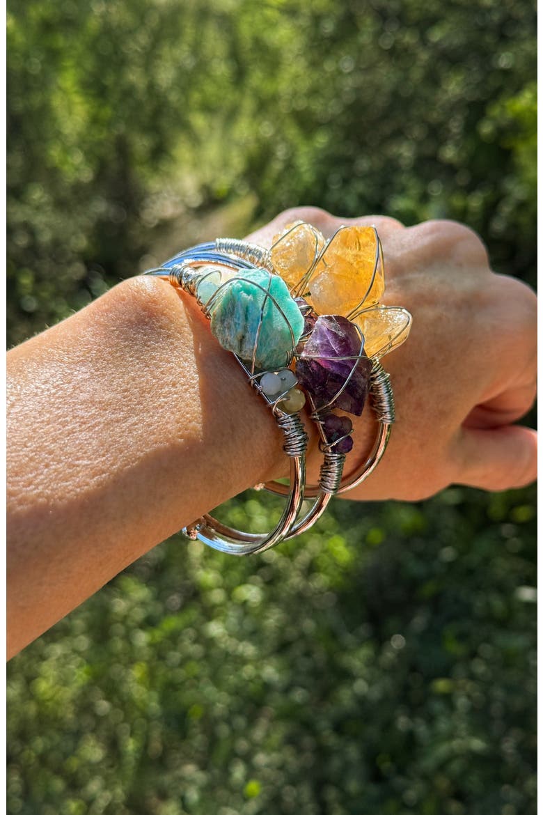 Gemstone Wire Wrapped Bracelet, Alternate, color, Citrine White Gold