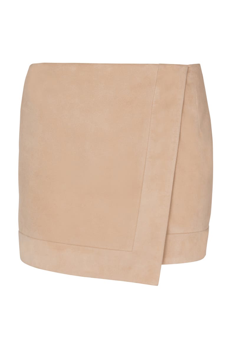 Suede wrap skirt, Alternate, color, beige