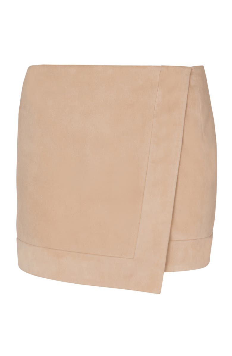 Balmain Suede wrap skirt, Alternate, color, Beige