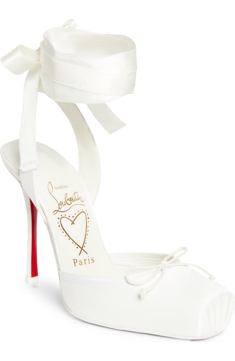 Christian Louboutin Cassia Lace-Up Slingback Pump, Main, color, Ivory/ Snow