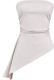 Mistress Rocks Side Drape Strapless Stretch Cotton Twill Top