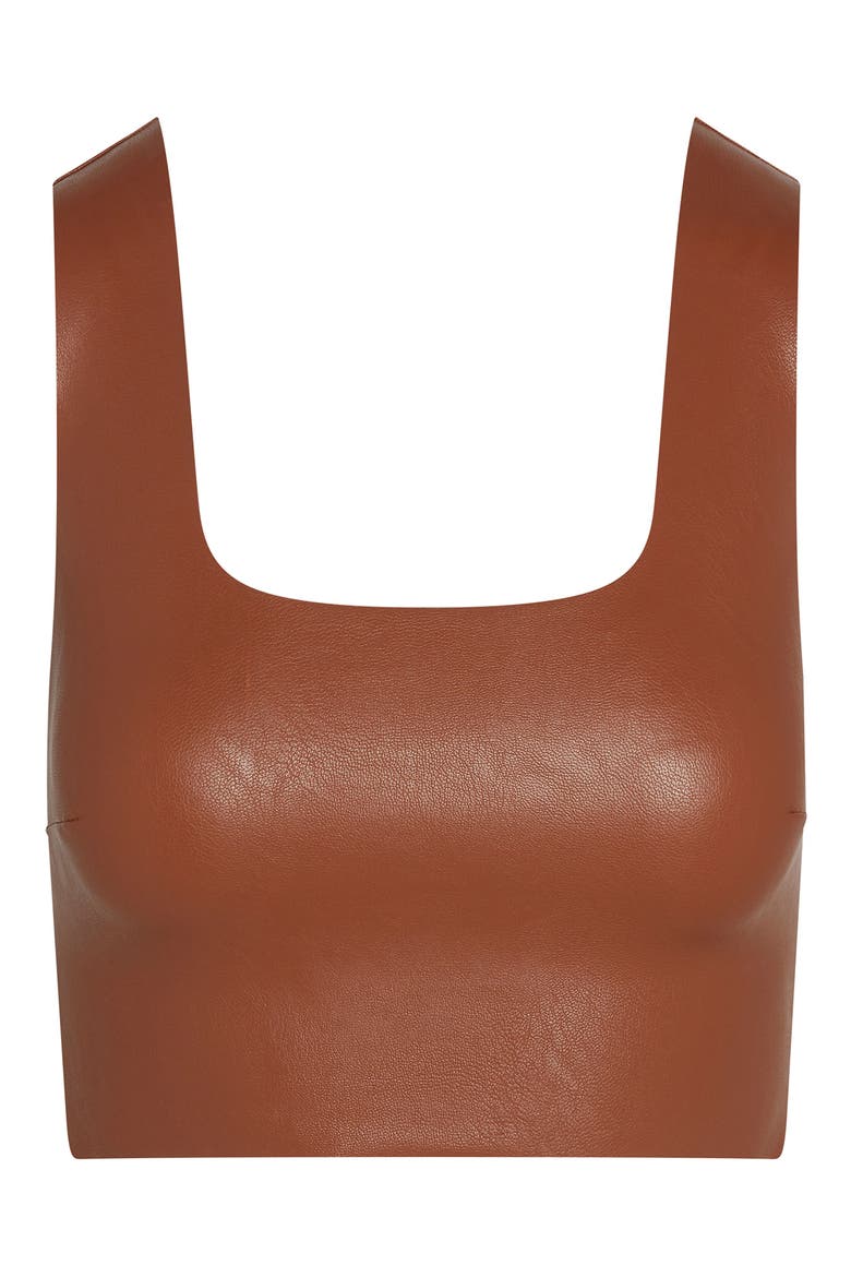 Faux Leather Crop Top, Alternate, color, COCOA
