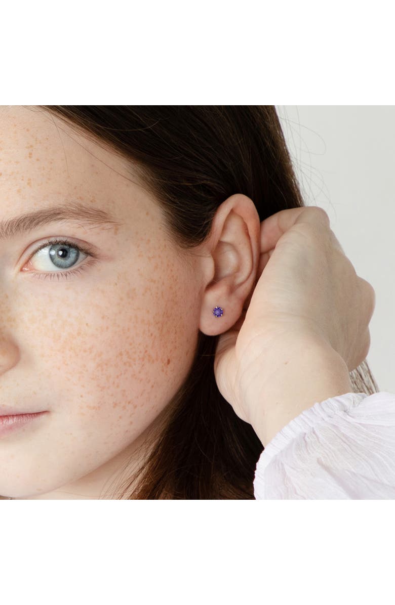 In Season Jewelry Prong CZ Solitaire Earrings, Alternate, color, Purple