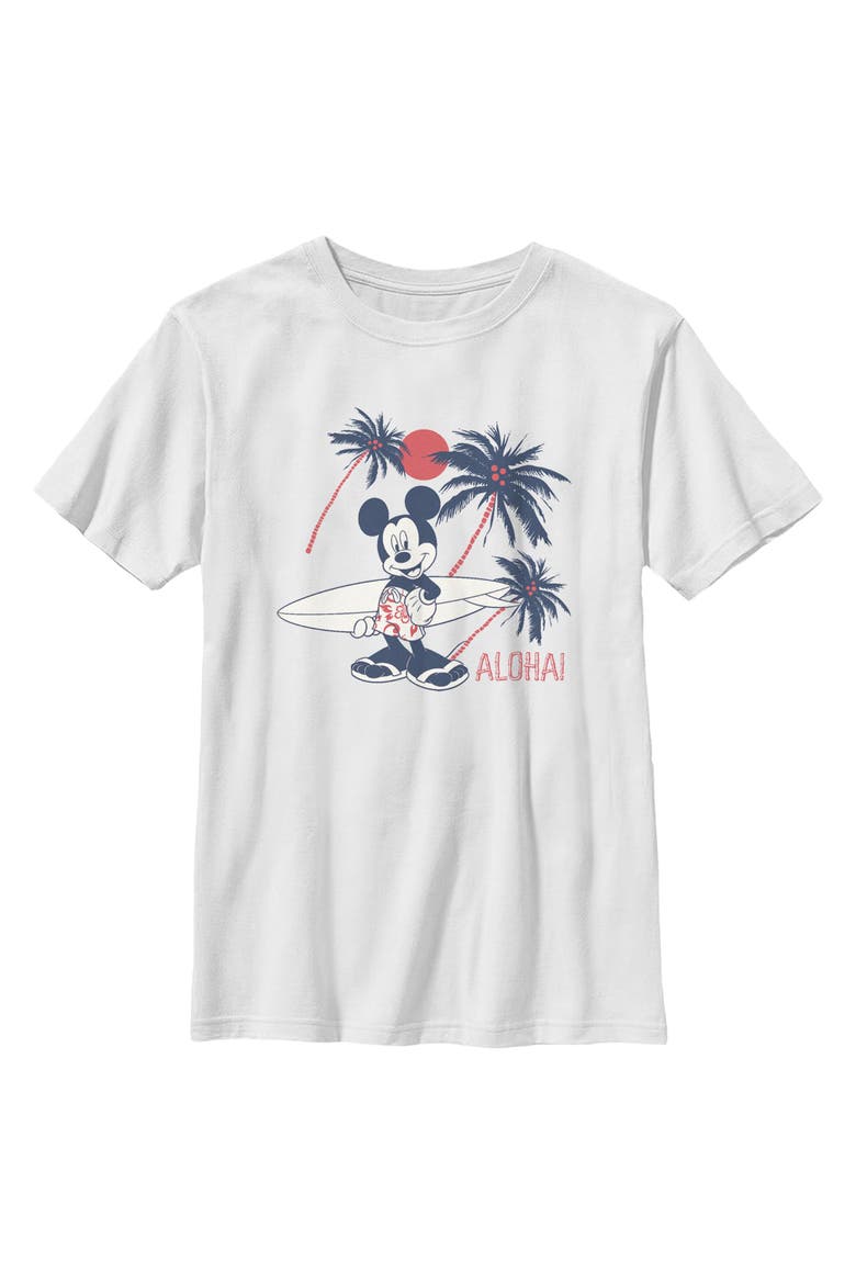 Boy's Mickey & Friends Classic Aloha Pose  Graphic T-Shirt, Main, color, White