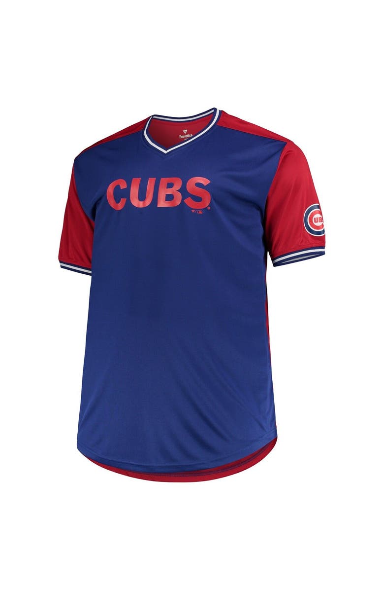 PROFILE Men's Royal/Red Chicago Cubs Solid V-Neck T-Shirt, Alternate, color, Royal