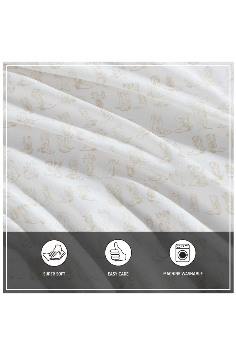 Line Dance Print Microfiber Sheet Set, Alternate, color, LIGHT BEIGE