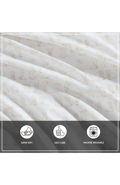 Wrangler Line Dance Print Microfiber Sheet Set In White