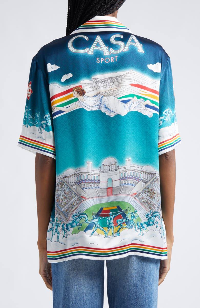Casablanca La Déesse du Stade Silk Camp Shirt, Alternate, color, 