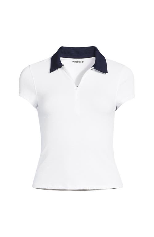 LANDS' END LANDS' END PLUS SIZE SHORT SLEEVE PIQUE JOHNNY COLLAR UPF 50 RASH GUARD
