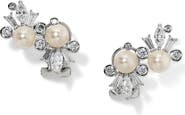 Nadri Undersea Cubic Zirconia and Imitation Pearl Climber Earrings