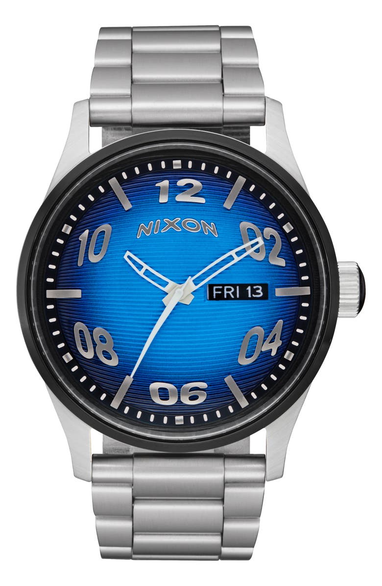 Nixon The Sentry Fisheye Bracelet Watch, 42mm, Alternate, color, Fisheye / Silver / Polar Blue