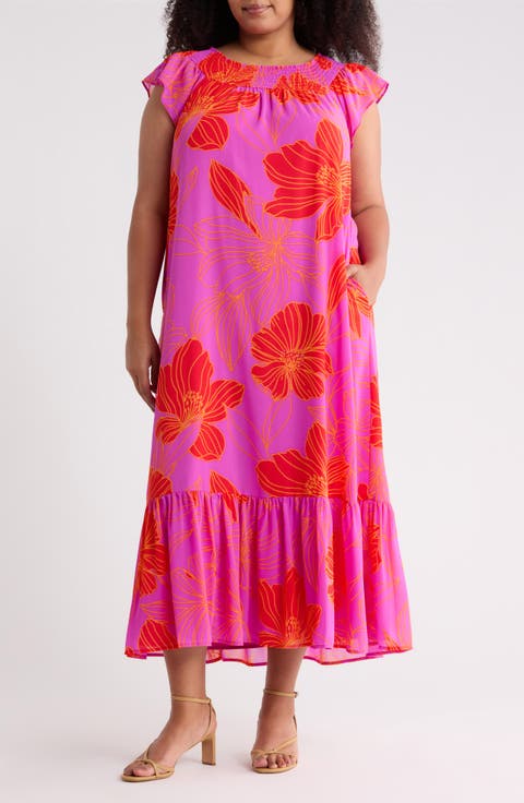 Blakely Floral Jane Midi Dress (Plus)