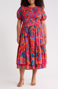 SUGARLIPS Kahlia Tropics Aruba Smocked Midi Dress