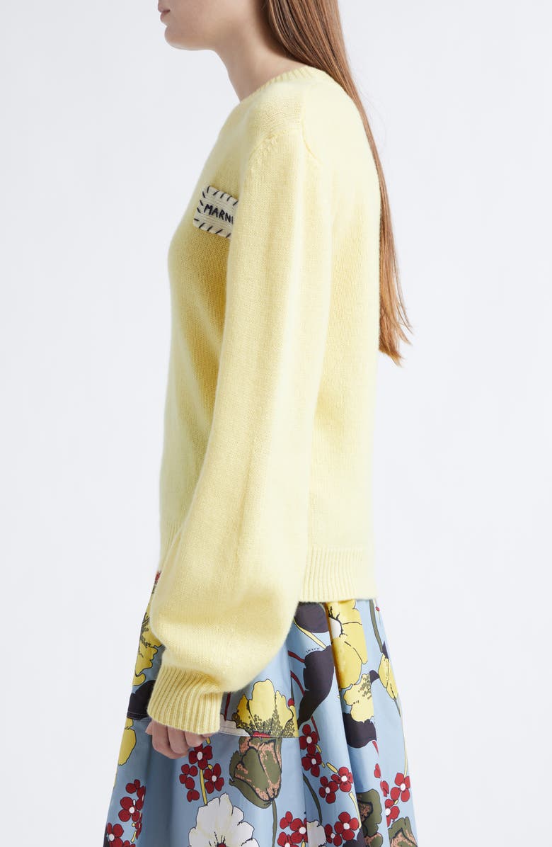 Marni Mending Logo Cashmere Sweater, Alternate, color, Vanilla