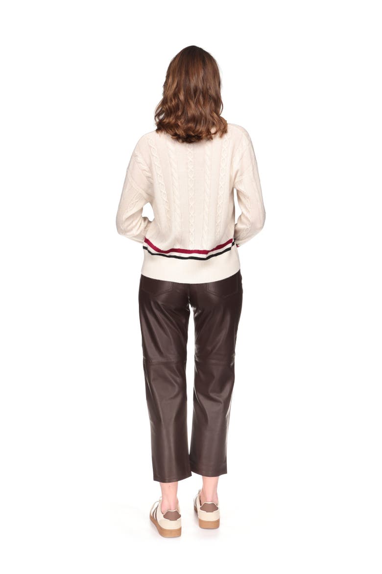 Varsity Cable Cardigan, Alternate, color, Organic White