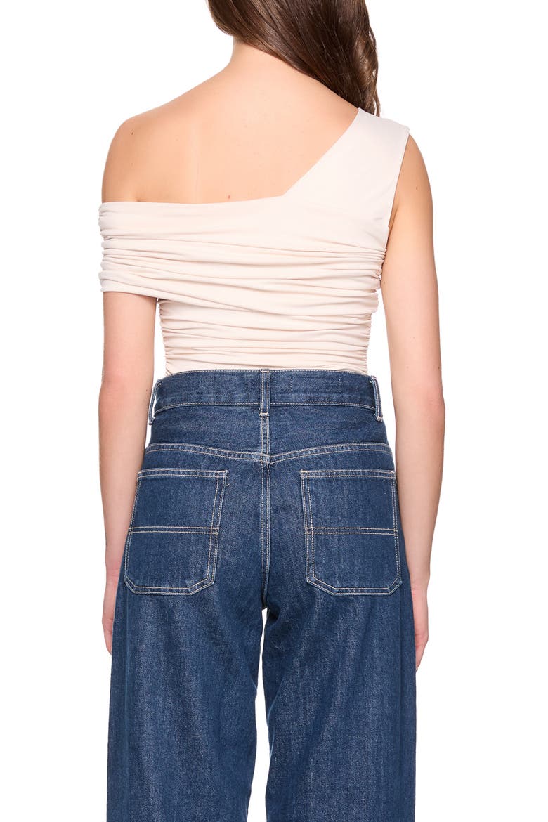 One-Shoulder Gathered Knit Top, Alternate, color, BLANCHED ALMOND