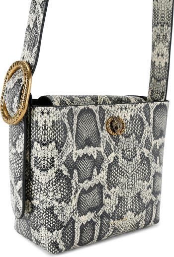 Small Chelsea Snake Embossed Leather Bucket Bag