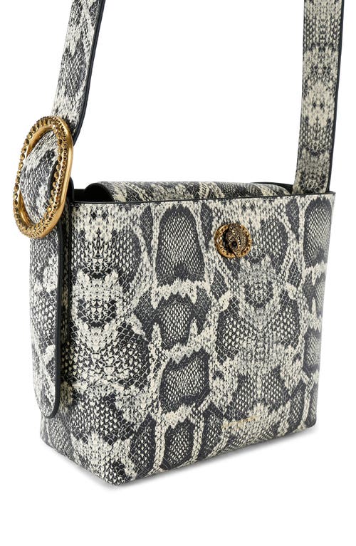 Kurt Geiger London Small Chelsea Snake Embossed Leather Bucket Bag In Open White
