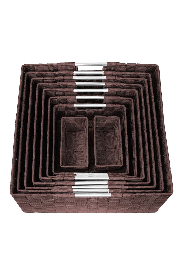 Chocolate Woven 9-Piece Basket Set, Alternate, color, CHOCOLATE
