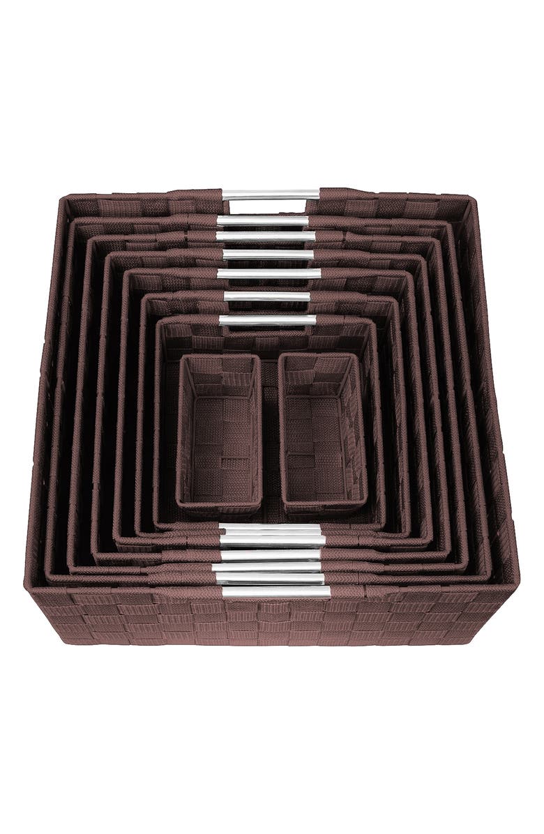 SORBUS Chocolate Woven 9-Piece Basket Set, Alternate, color, 