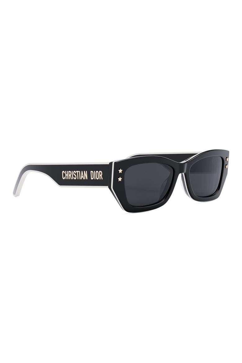 'DiorPacific S2U 53mm Rectangular Sunglasses, Alternate, color, SHINY BLACK / SMOKE