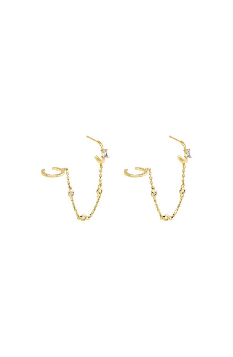 BY ADINA EDEN CZ Bezel Chain Hoop X Ear Cuff Earring, Main, color, Gold
