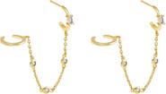 BY ADINA EDEN CZ Bezel Chain Hoop X Ear Cuff Earring