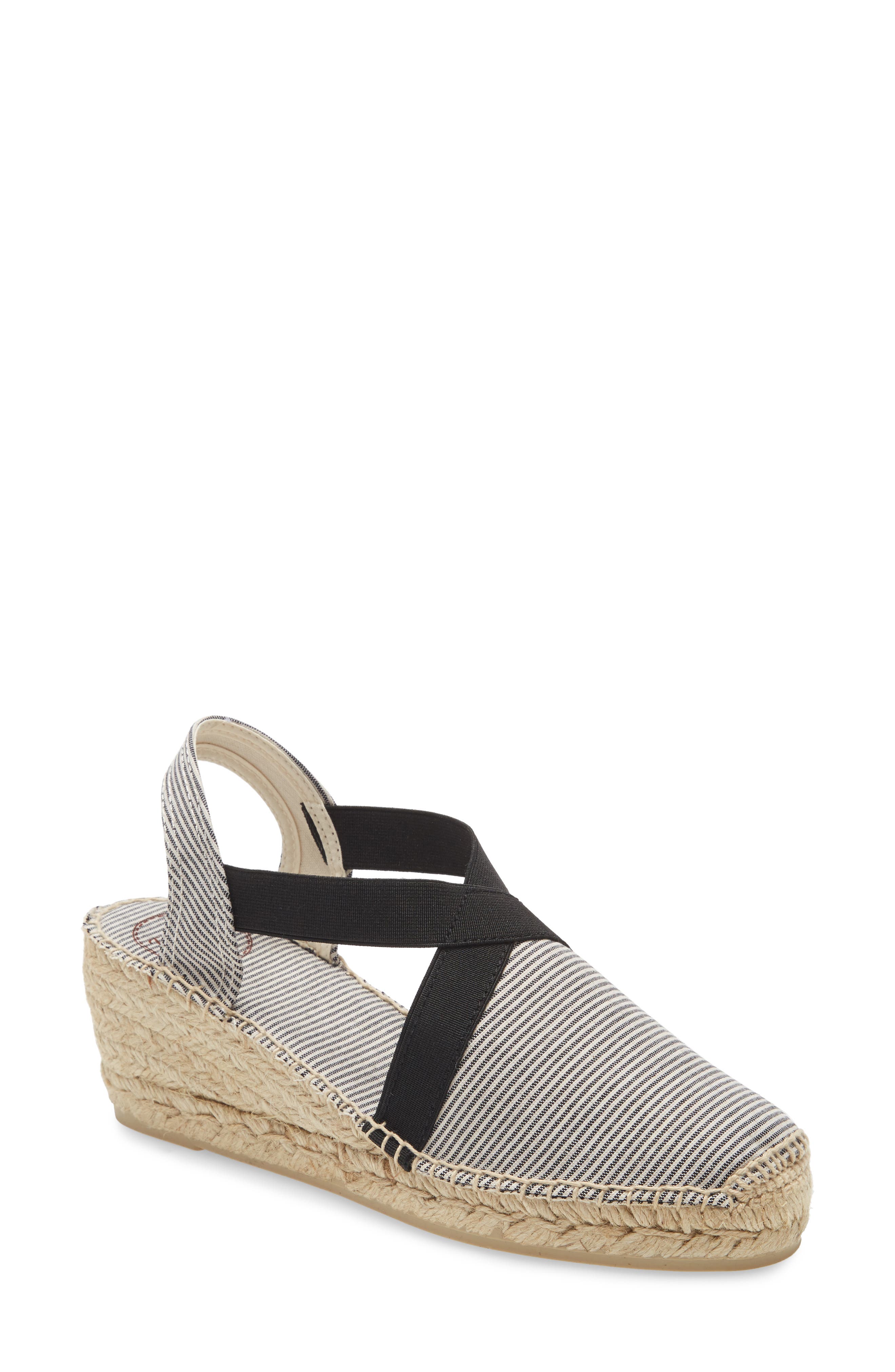 Terra Espadrille Wedge Sandal, Main, color, BLACK/ BLACK FABRIC