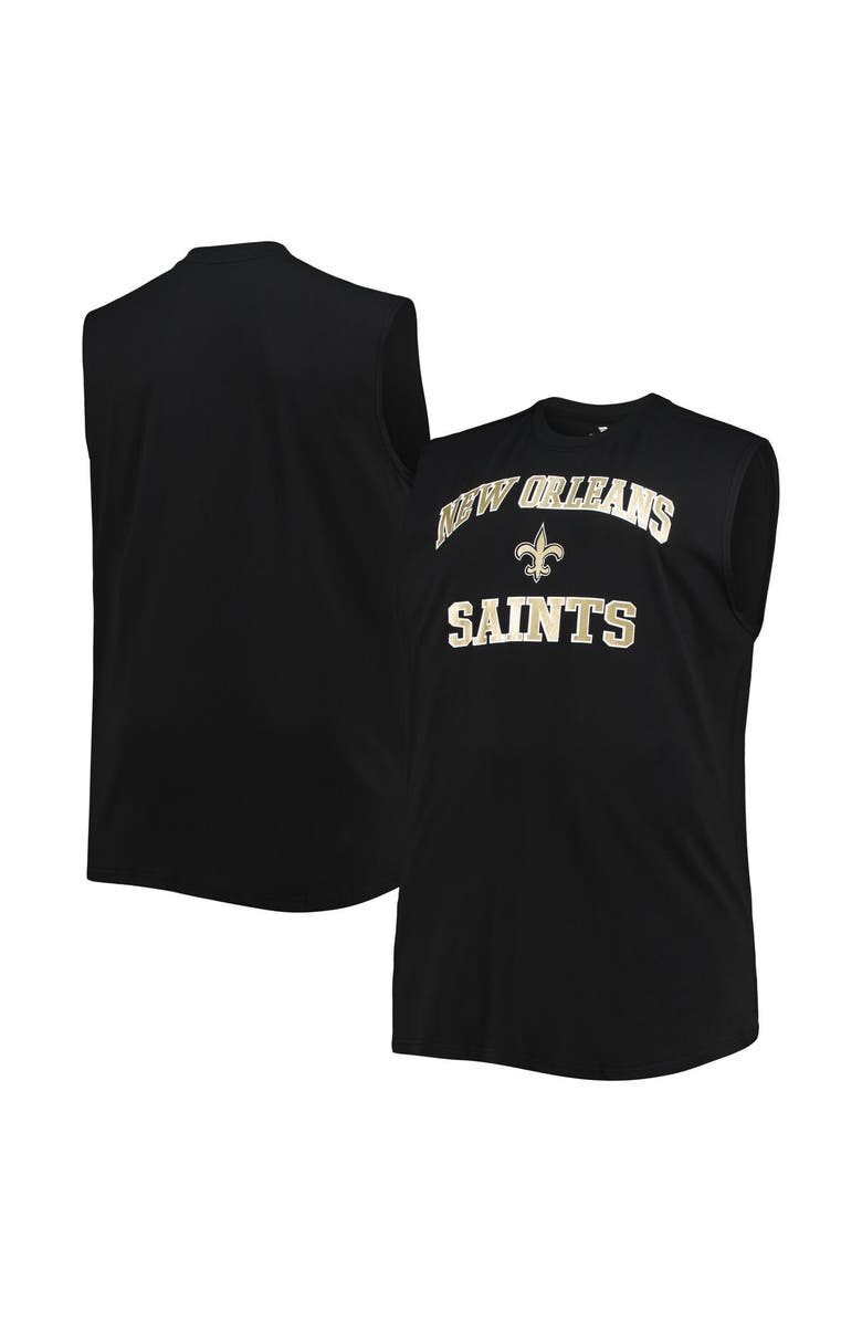 PROFILE Men's Black New Orleans Saints Big & Tall Muscle Tank Top, Main, color,