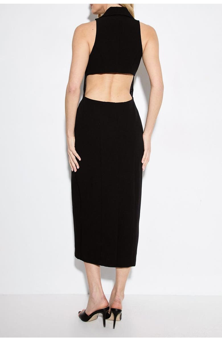 MissPap Premium Open Back Waistcoat Midi Dress, Alternate, color, Black