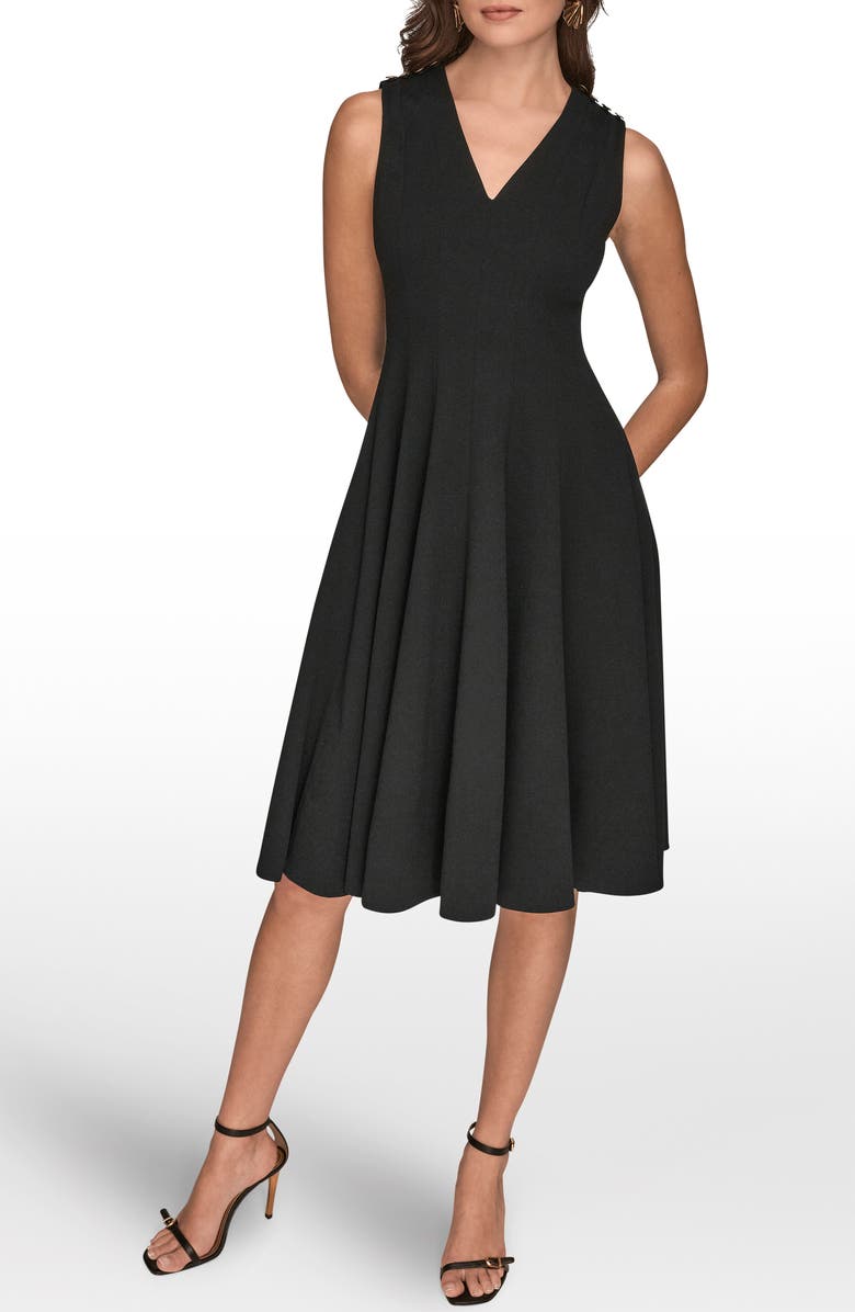 Donna Karan New York Sleeveless Fit & Flare Dress, Main, color, Black