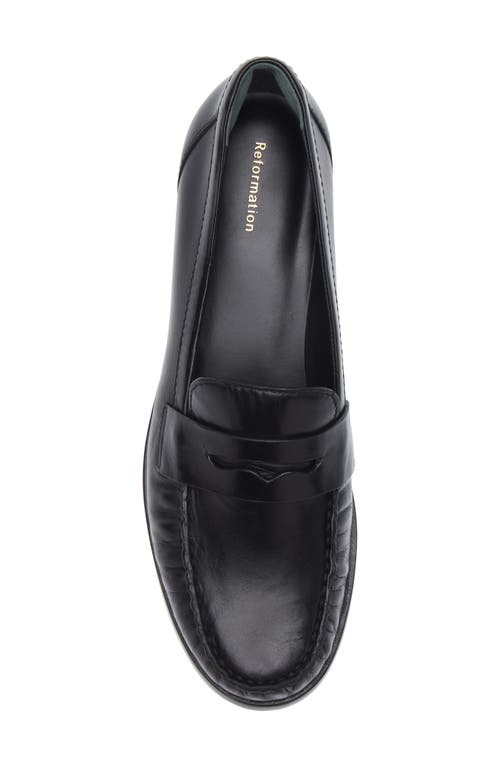 Reformation Ani Ruched Penny Loafer In Black